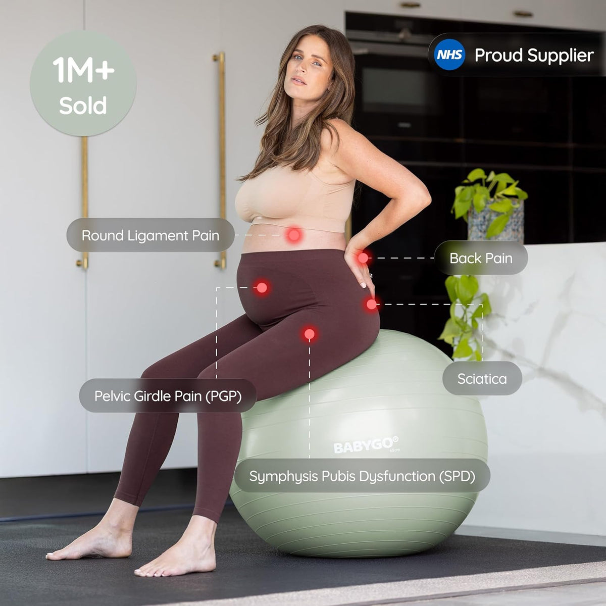 Birthing Ball - Pregnancy Yoga Labor & Exercise Ball & Book Set Trimester Targeting, Maternity Physio, Birth & Recovery Plan Included Anti Burst Eco Friendly