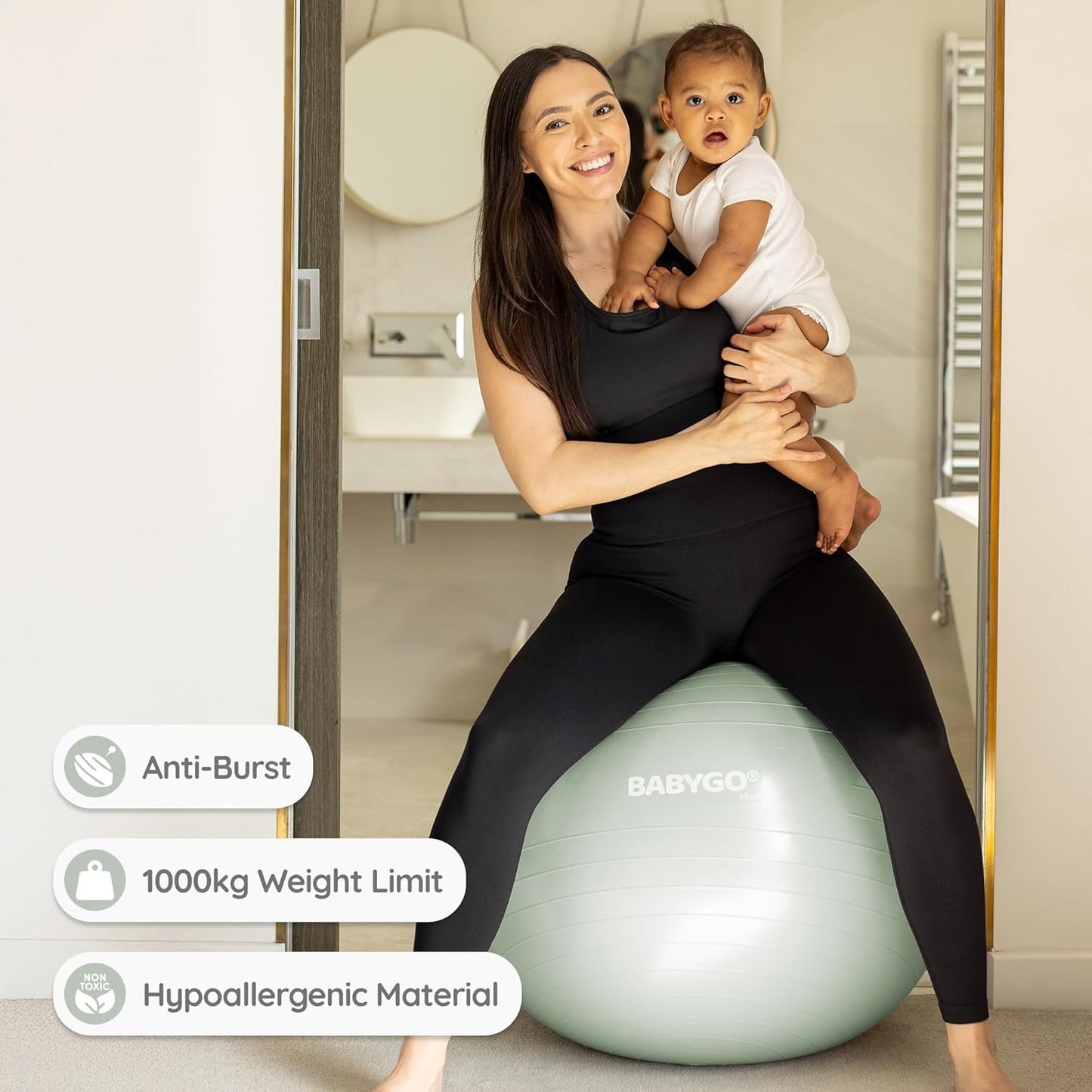 Birthing Ball - Pregnancy Yoga Labor & Exercise Ball & Book Set Trimester Targeting, Maternity Physio, Birth & Recovery Plan Included Anti Burst Eco Friendly