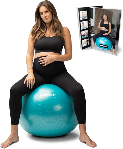Birthing Ball - Pregnancy Yoga Labor & Exercise Ball & Book Set Trimester Targeting, Maternity Physio, Birth & Recovery Plan Included Anti Burst Eco Friendly