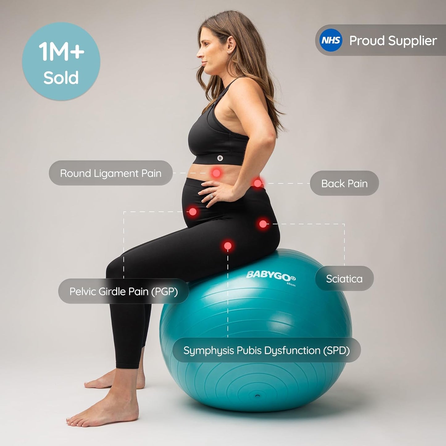 Birthing Ball - Pregnancy Yoga Labor & Exercise Ball & Book Set Trimester Targeting, Maternity Physio, Birth & Recovery Plan Included Anti Burst Eco Friendly
