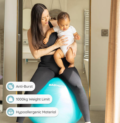 Birthing Ball - Pregnancy Yoga Labor & Exercise Ball & Book Set Trimester Targeting, Maternity Physio, Birth & Recovery Plan Included Anti Burst Eco Friendly