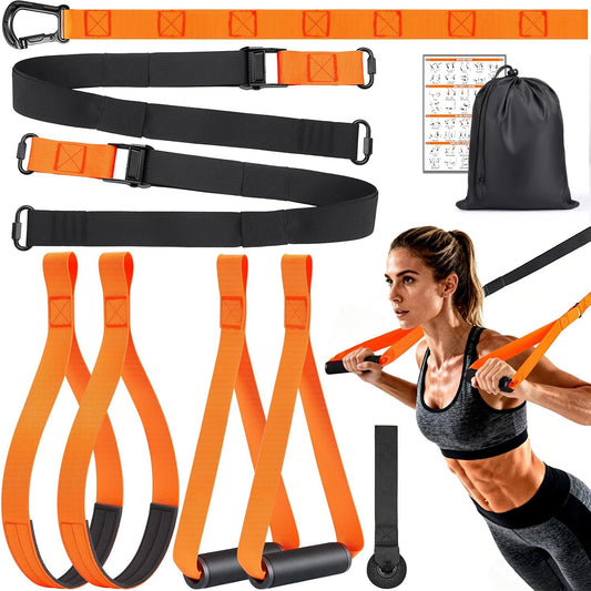 Suspension Strap Training Kit, Full-Body Workout for Home Outdoor | Built-in Door Anchor, Compact Carry Bag, Adjustable Training Straps, Bodyweight Core & Strength Training, for Travel & Home