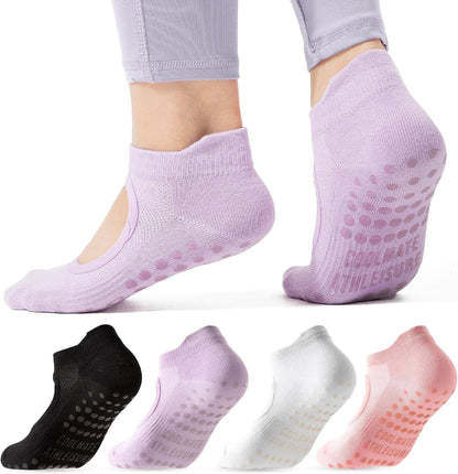 CoolMate Pilates Socks with Grips for Women, Non Slip Yoga Socks - Colors A
