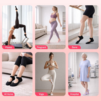 CoolMate Pilates Socks with Grips for Women, Non Slip Yoga Socks - Colors A