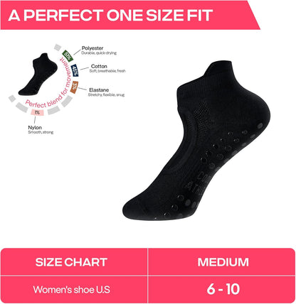 CoolMate Pilates Socks with Grips for Women, Non Slip Yoga Socks - Colors A