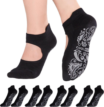 CoolMate Pilates Socks with Grips for Women, Non Slip Yoga Socks - Colors A