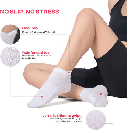 CoolMate Pilates Socks with Grips for Women, Non Slip Yoga Socks - Colors A