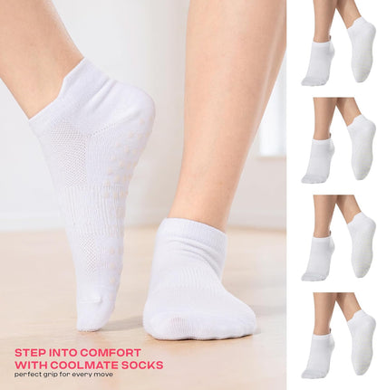 CoolMate Pilates Socks with Grips for Women, Non Slip Yoga Socks - Colors A