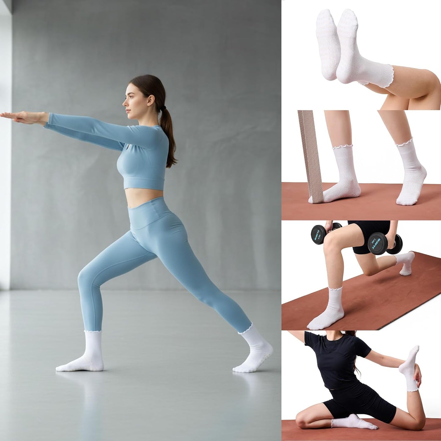 CoolMate Pilates Socks with Grips for Women, Non Slip Yoga Socks - Colors A