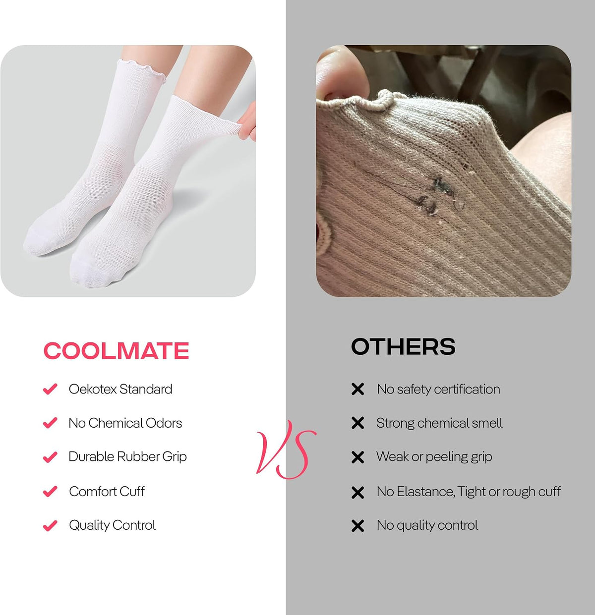 CoolMate Pilates Socks with Grips for Women, Non Slip Yoga Socks - Colors A