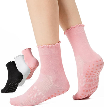CoolMate Pilates Socks with Grips for Women, Non Slip Yoga Socks - Colors A