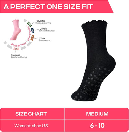 CoolMate Pilates Socks with Grips for Women, Non Slip Yoga Socks - Colors A