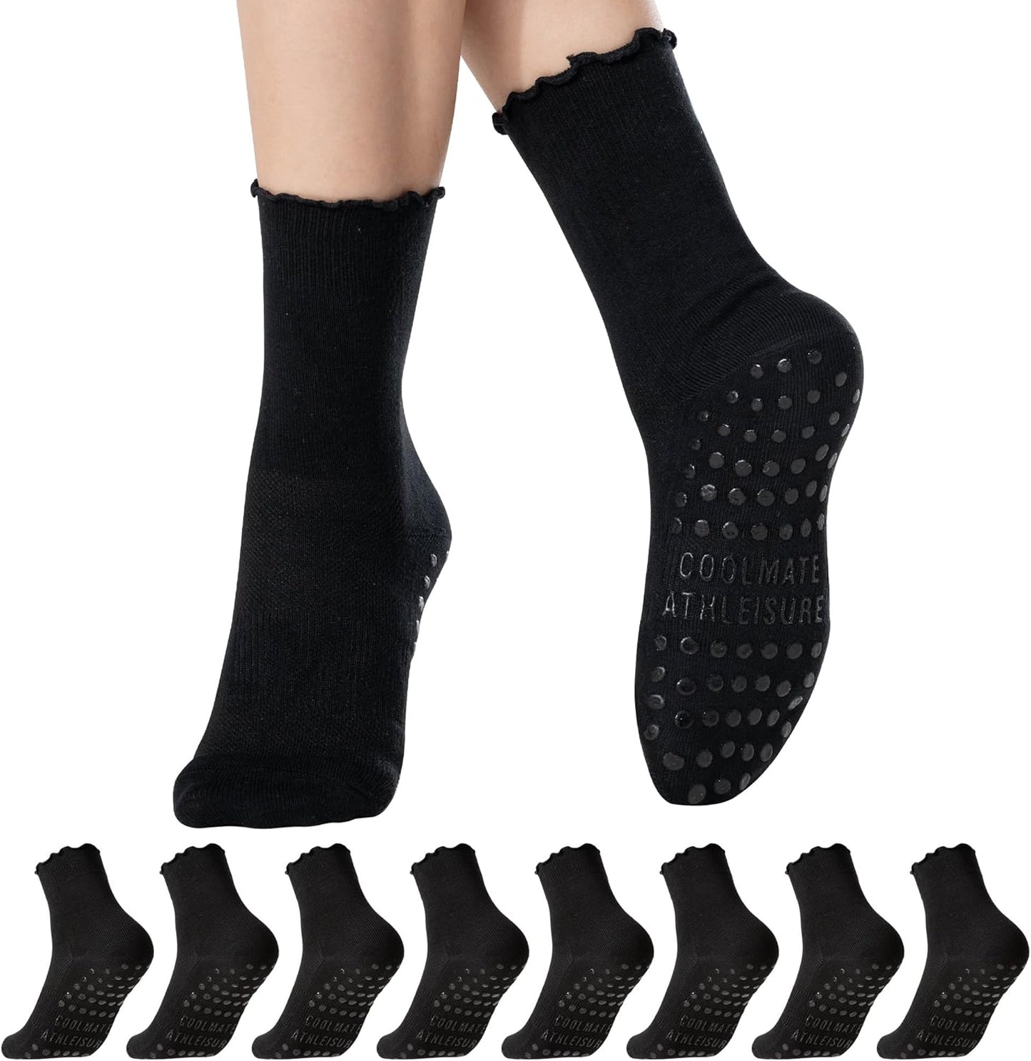 CoolMate Pilates Socks with Grips for Women, Non Slip Yoga Socks - Colors A