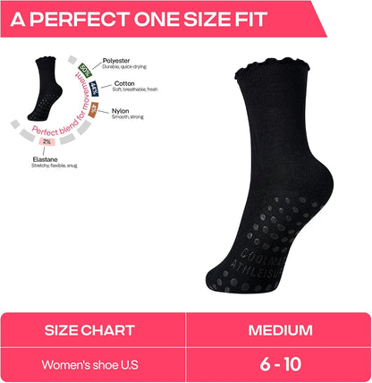 CoolMate Pilates Socks with Grips for Women, Non Slip Yoga Socks - Colors A