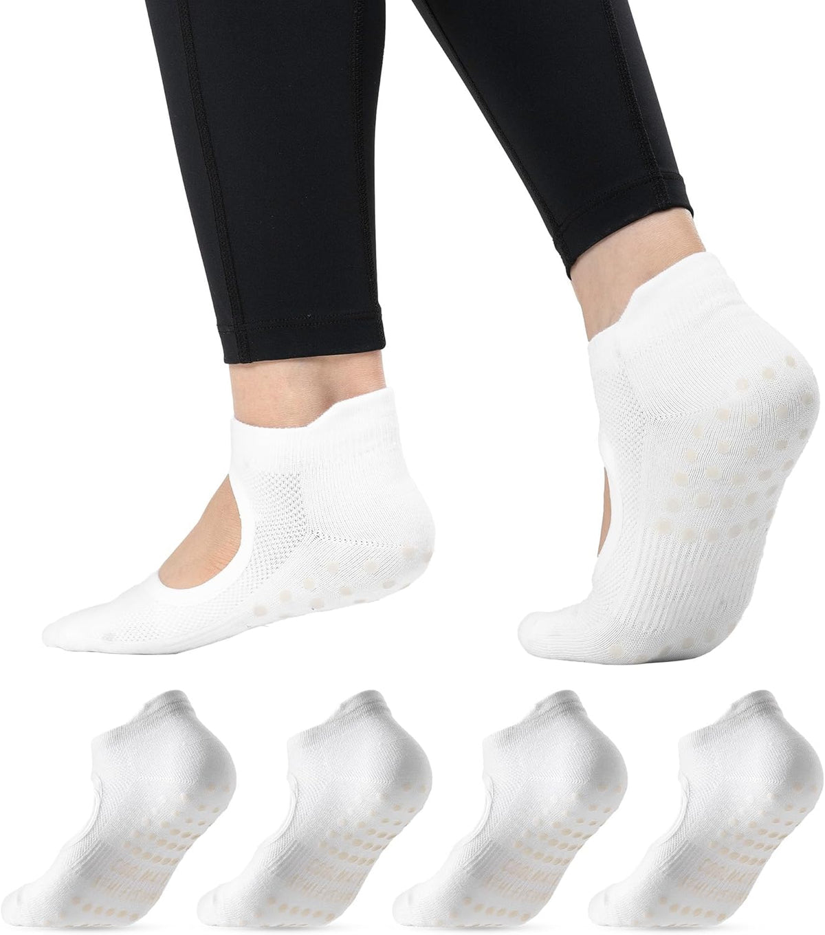 CoolMate Pilates Socks with Grips for Women, Non Slip Yoga Socks - Colors A