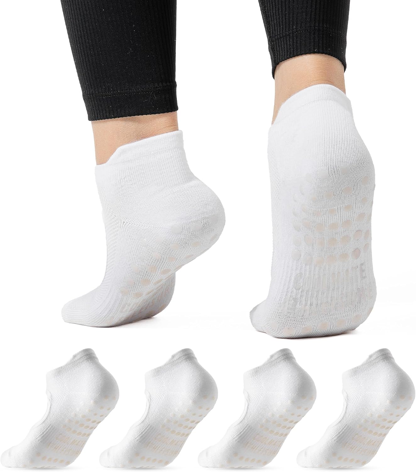 CoolMate Pilates Socks with Grips for Women, Non Slip Yoga Socks - Colors A