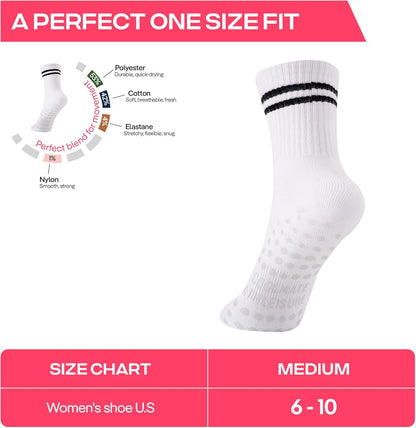 CoolMate Pilates Socks with Grips for Women, Non Slip Yoga Socks - Colors A
