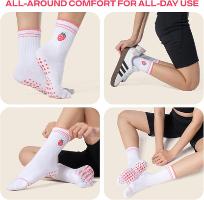 CoolMate Pilates Socks with Grips for Women, Non Slip Yoga Socks - Colors A