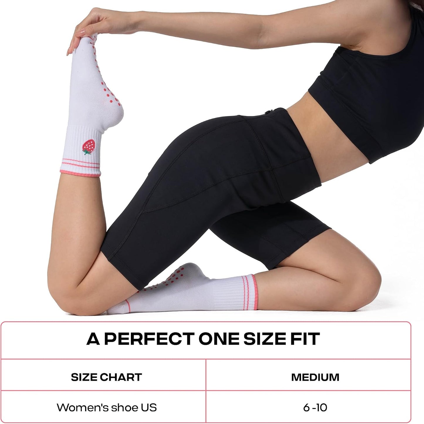 CoolMate Pilates Socks with Grips for Women, Non Slip Yoga Socks - Colors A