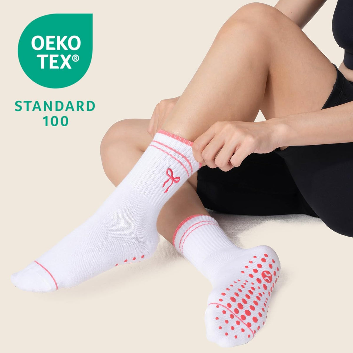 CoolMate Pilates Socks with Grips for Women, Non Slip Yoga Socks - Colors A