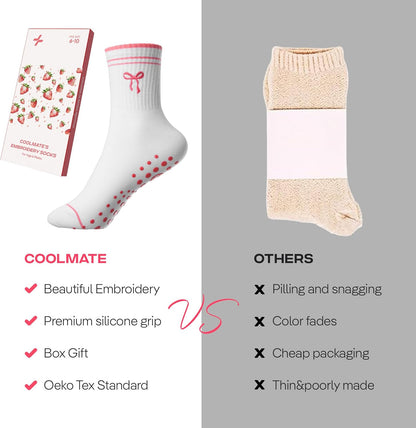 CoolMate Pilates Socks with Grips for Women, Non Slip Yoga Socks - Colors A