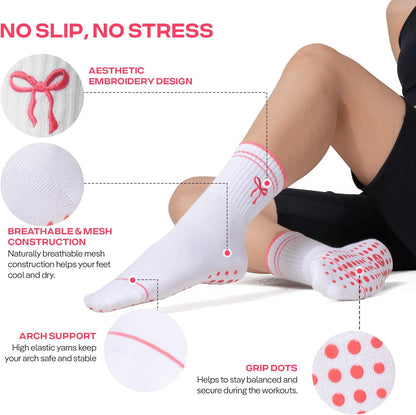 CoolMate Pilates Socks with Grips for Women, Non Slip Yoga Socks - Colors A