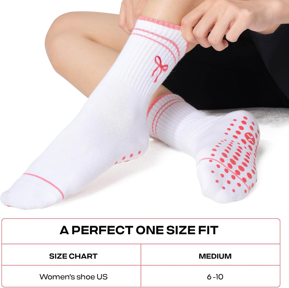 CoolMate Pilates Socks with Grips for Women, Non Slip Yoga Socks - Colors A
