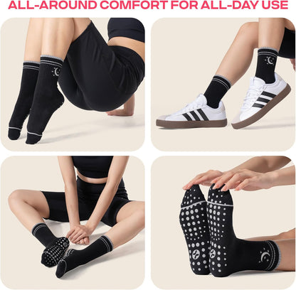 CoolMate Pilates Socks with Grips for Women, Non Slip Yoga Socks - Colors A