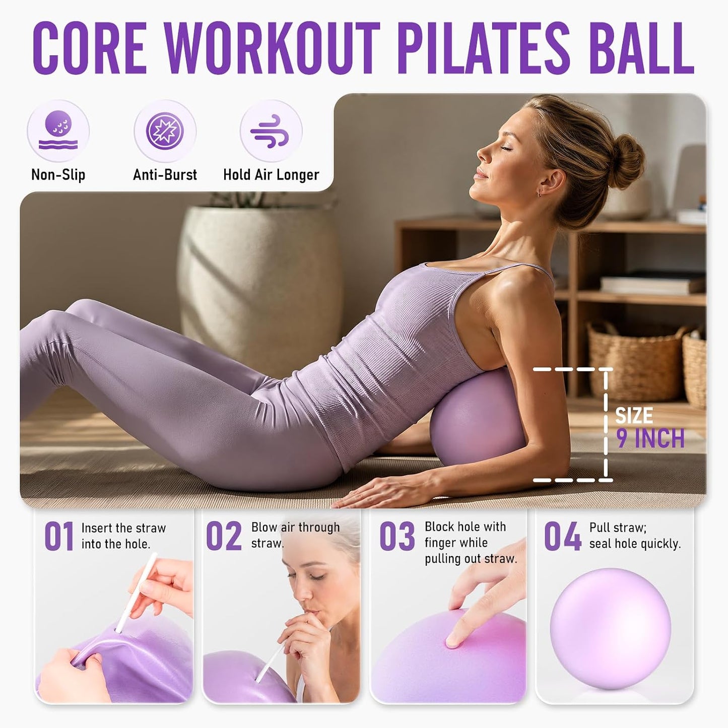 Pilates Kit, Pilates Equipment Home Workout Set for Women with 14.5" Pilates Ring & Ball,Resistance Bands,Yoga Strap,Grip Socks,Essentials Fitness Pilates Kit Accessories for Starter,Beginners