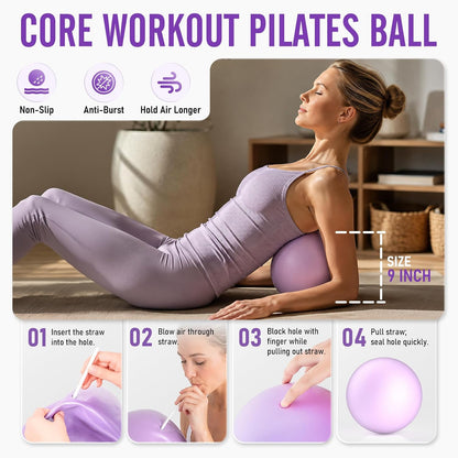 Pilates Kit, Pilates Equipment Home Workout Set for Women with 14.5" Pilates Ring & Ball,Resistance Bands,Yoga Strap,Grip Socks,Essentials Fitness Pilates Kit Accessories for Starter,Beginners