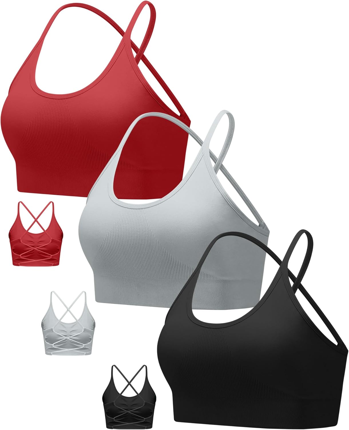 Sports Bras for Women,Sexy Crisscross Back Seamless Supportive Sports Bra Medium Support with Removable Pads