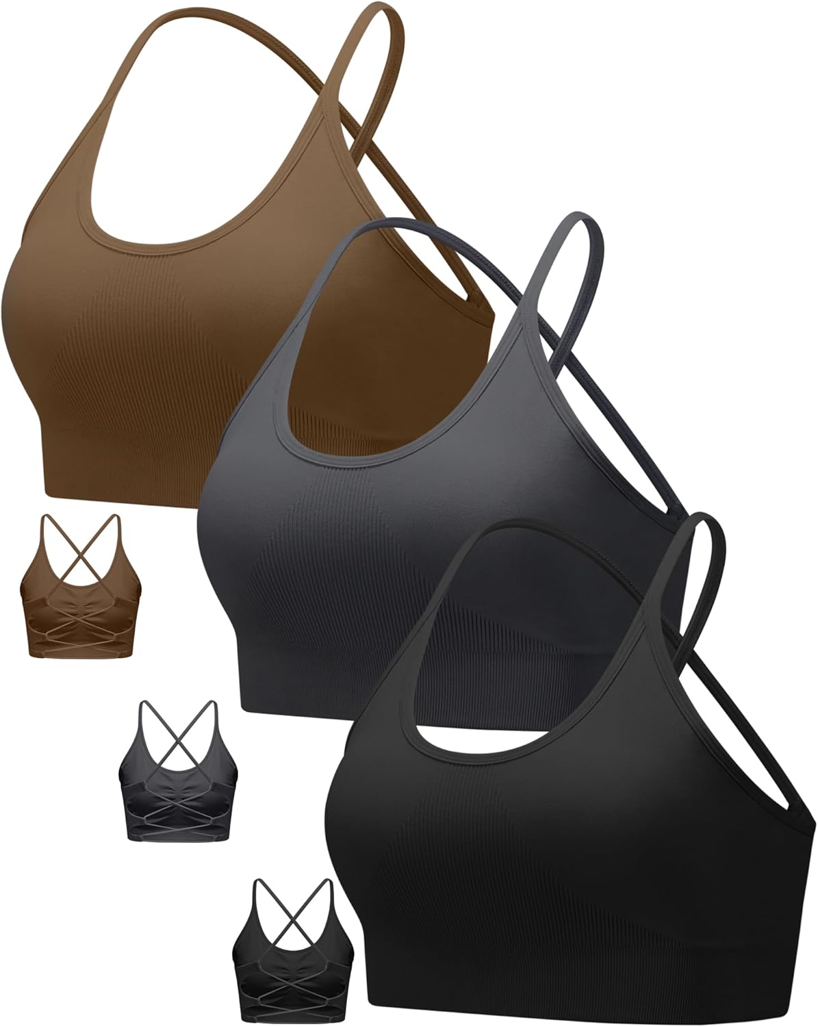 Sports Bras for Women,Sexy Crisscross Back Seamless Supportive Sports Bra Medium Support with Removable Pads