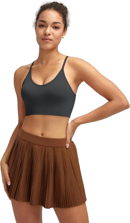Sports Bras for Women,Sexy Crisscross Back Seamless Supportive Sports Bra Medium Support with Removable Pads