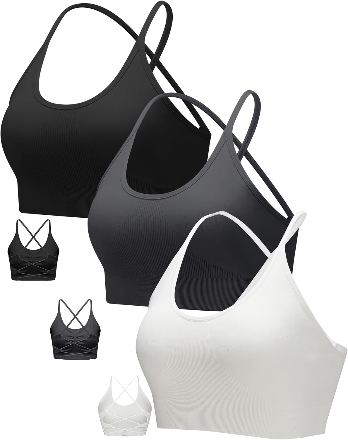 Sports Bras for Women,Sexy Crisscross Back Seamless Supportive Sports Bra Medium Support with Removable Pads