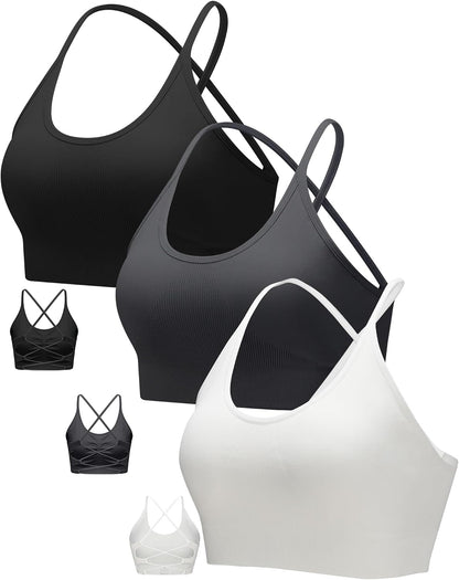Sports Bras for Women,Sexy Crisscross Back Seamless Supportive Sports Bra Medium Support with Removable Pads