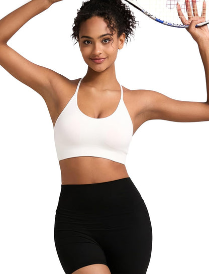 Sports Bras for Women,Sexy Crisscross Back Seamless Supportive Sports Bra Medium Support with Removable Pads