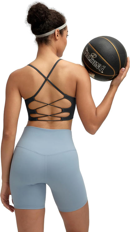 Sports Bras for Women,Sexy Crisscross Back Seamless Supportive Sports Bra Medium Support with Removable Pads
