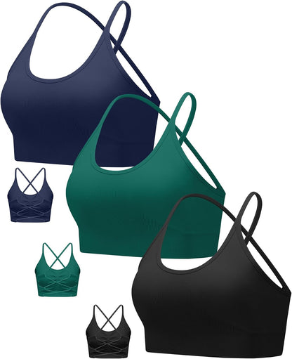 Sports Bras for Women,Sexy Crisscross Back Seamless Supportive Sports Bra Medium Support with Removable Pads