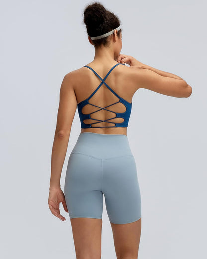 Sports Bras for Women,Sexy Crisscross Back Seamless Supportive Sports Bra Medium Support with Removable Pads