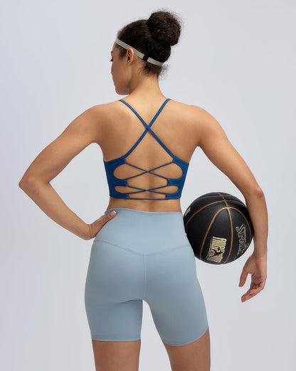 Sports Bras for Women,Sexy Crisscross Back Seamless Supportive Sports Bra Medium Support with Removable Pads
