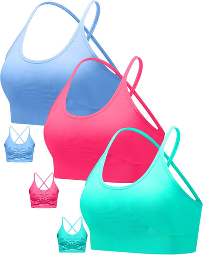 Sports Bras for Women,Sexy Crisscross Back Seamless Supportive Sports Bra Medium Support with Removable Pads