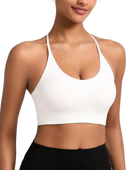 Sports Bras for Women,Sexy Crisscross Back Seamless Supportive Sports Bra Medium Support with Removable Pads