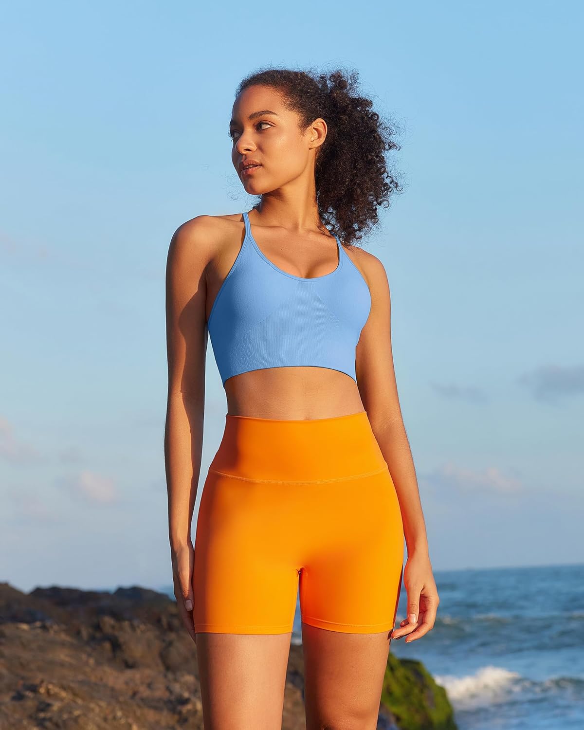 Sports Bras for Women,Sexy Crisscross Back Seamless Supportive Sports Bra Medium Support with Removable Pads