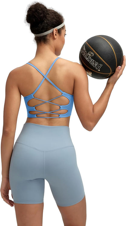 Sports Bras for Women,Sexy Crisscross Back Seamless Supportive Sports Bra Medium Support with Removable Pads