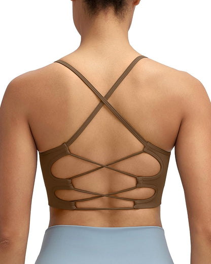 Sports Bras for Women,Sexy Crisscross Back Seamless Supportive Sports Bra Medium Support with Removable Pads