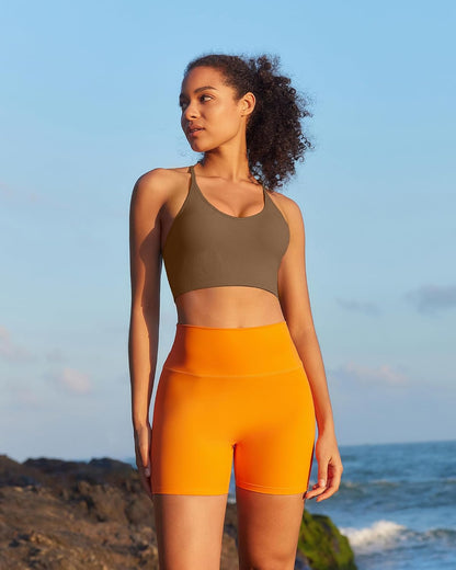 Sports Bras for Women,Sexy Crisscross Back Seamless Supportive Sports Bra Medium Support with Removable Pads