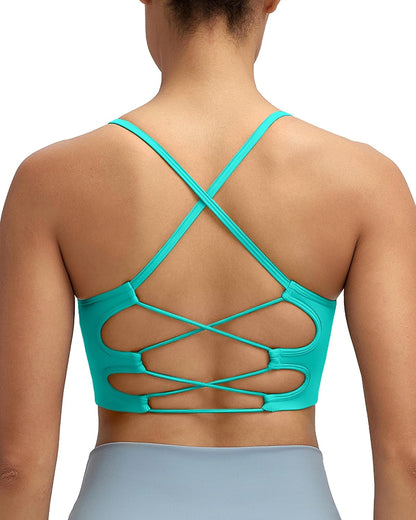 Sports Bras for Women,Sexy Crisscross Back Seamless Supportive Sports Bra Medium Support with Removable Pads