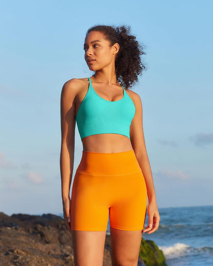 Sports Bras for Women,Sexy Crisscross Back Seamless Supportive Sports Bra Medium Support with Removable Pads