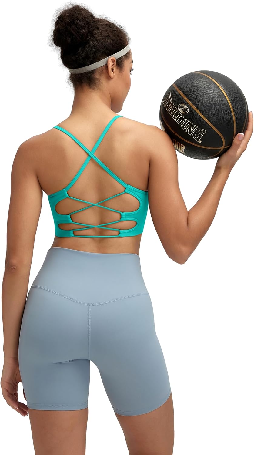 Sports Bras for Women,Sexy Crisscross Back Seamless Supportive Sports Bra Medium Support with Removable Pads