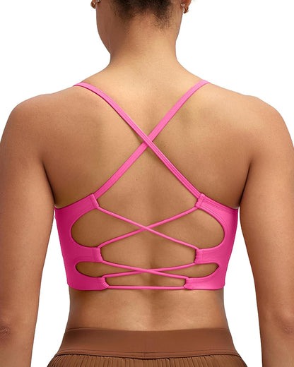 Sports Bras for Women,Sexy Crisscross Back Seamless Supportive Sports Bra Medium Support with Removable Pads